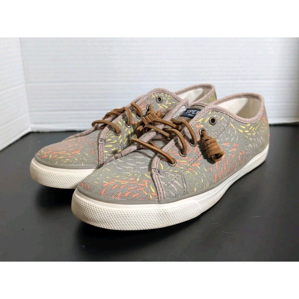 SPERRY SEACOAST STS95425 GRAY MULTI FISH CIRCLE SNEAKER WOMEN'S SIZE 11M GUC